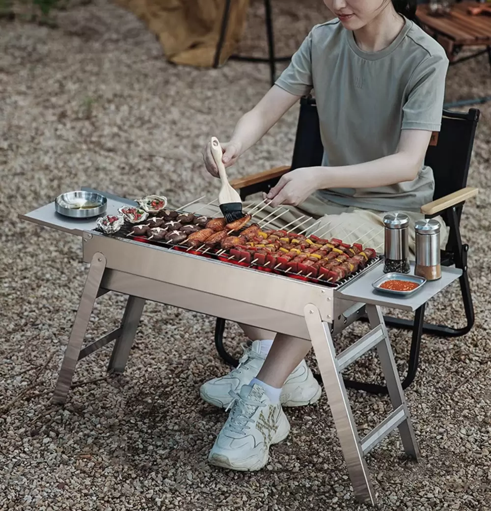 Fogão a carvão dobrável minimalista para churrasco