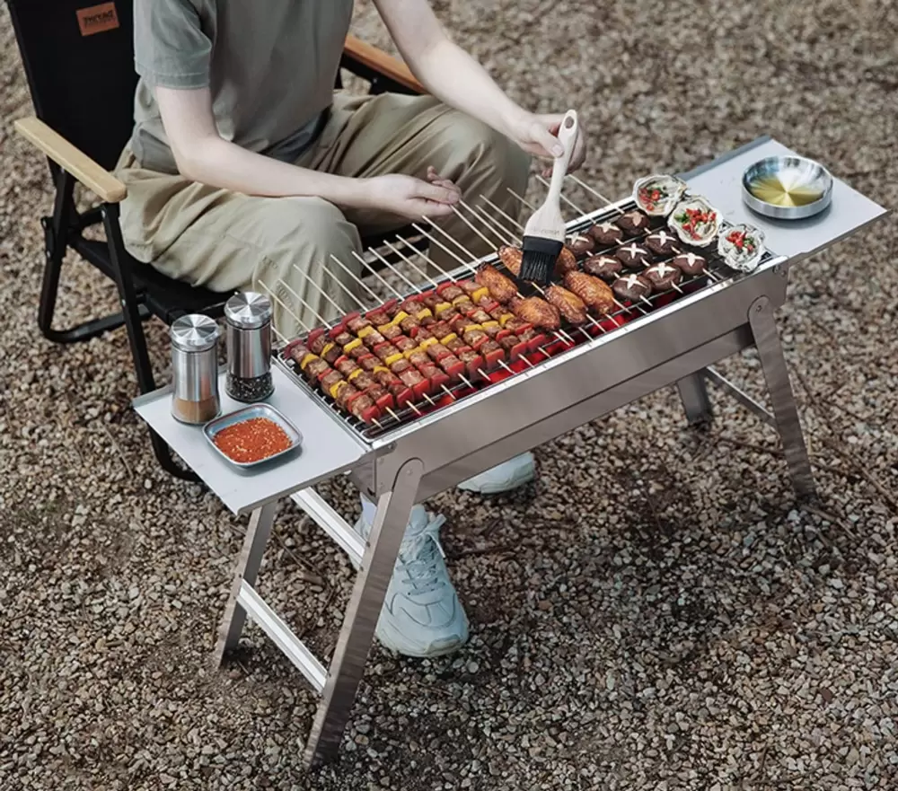 Fogão a carvão dobrável minimalista para churrasco
