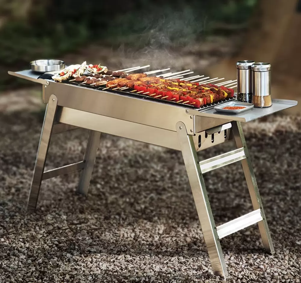 Fogão a carvão dobrável minimalista para churrasco