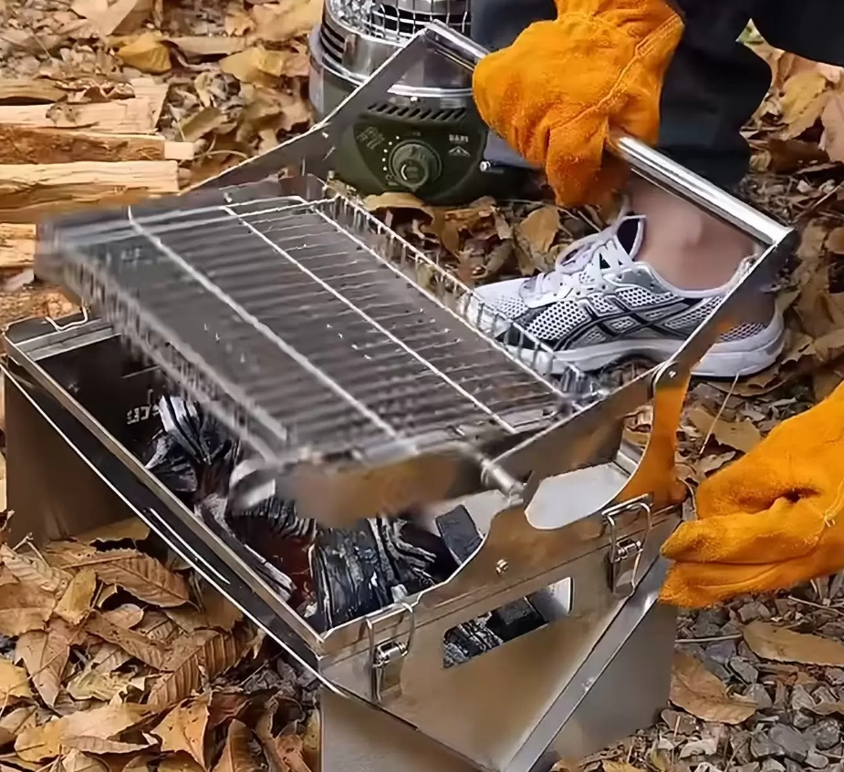 churrasqueira portátil a carvão dobrável