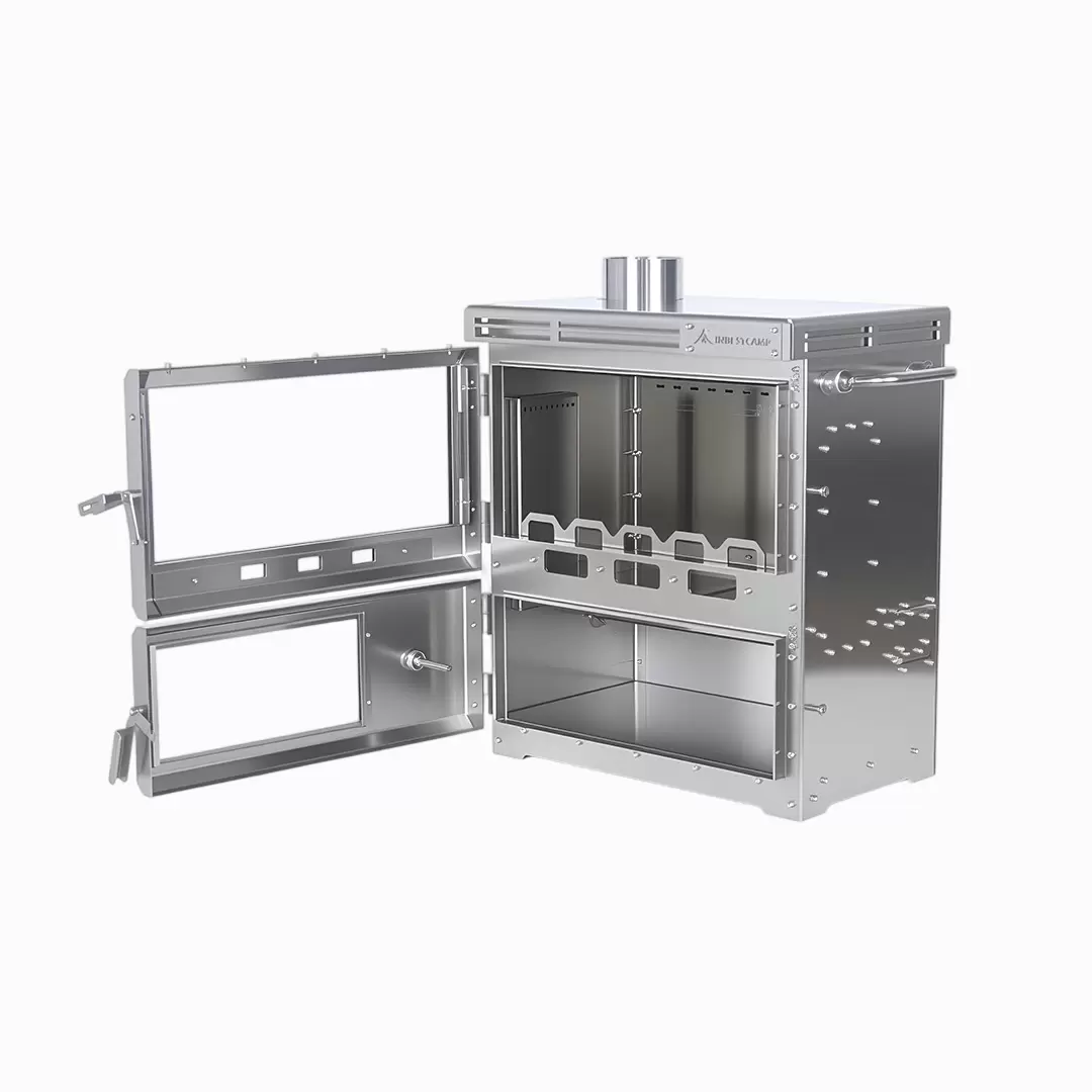 Fogão de acampamento multifuncional em aço inoxidável