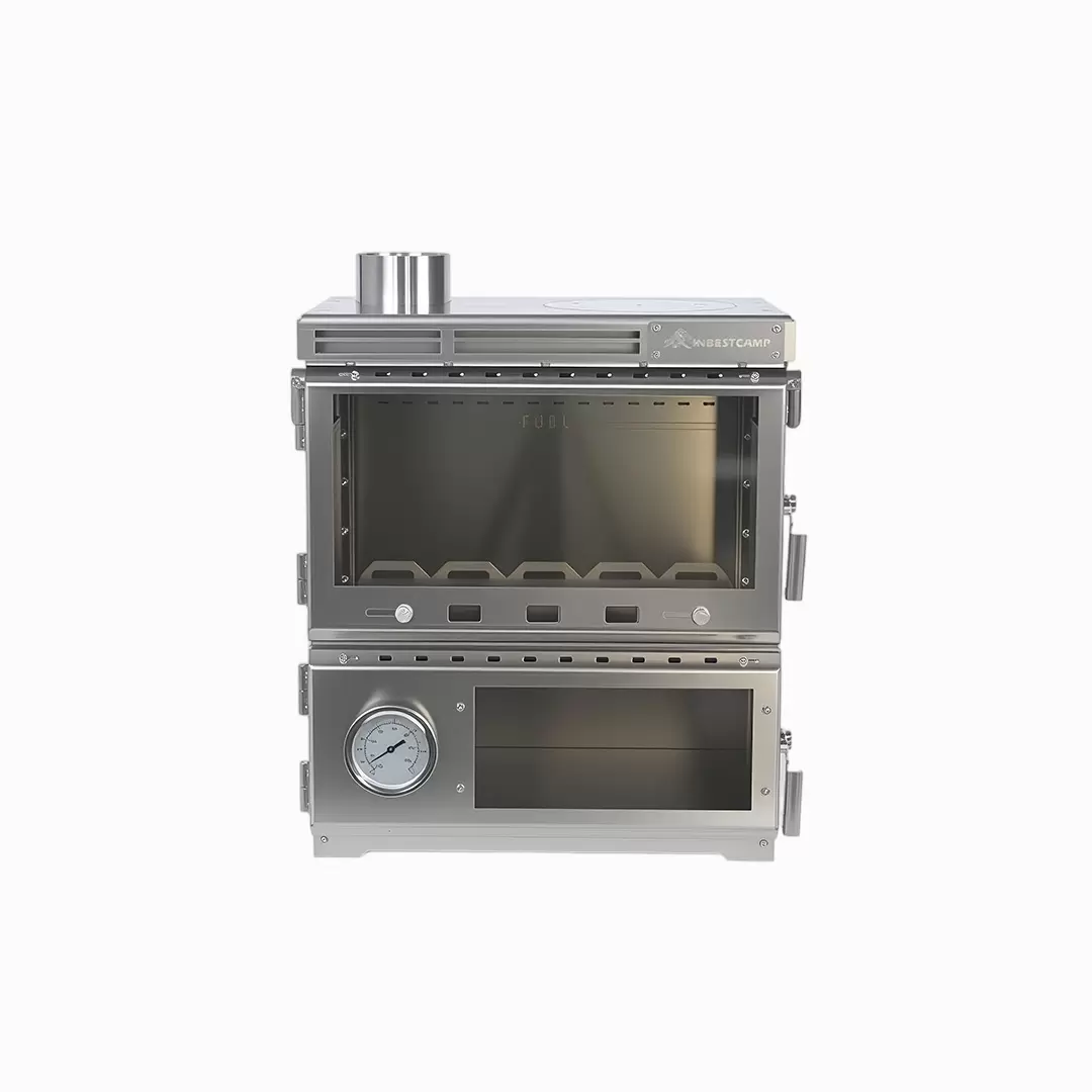 Fogão de acampamento multifuncional em aço inoxidável