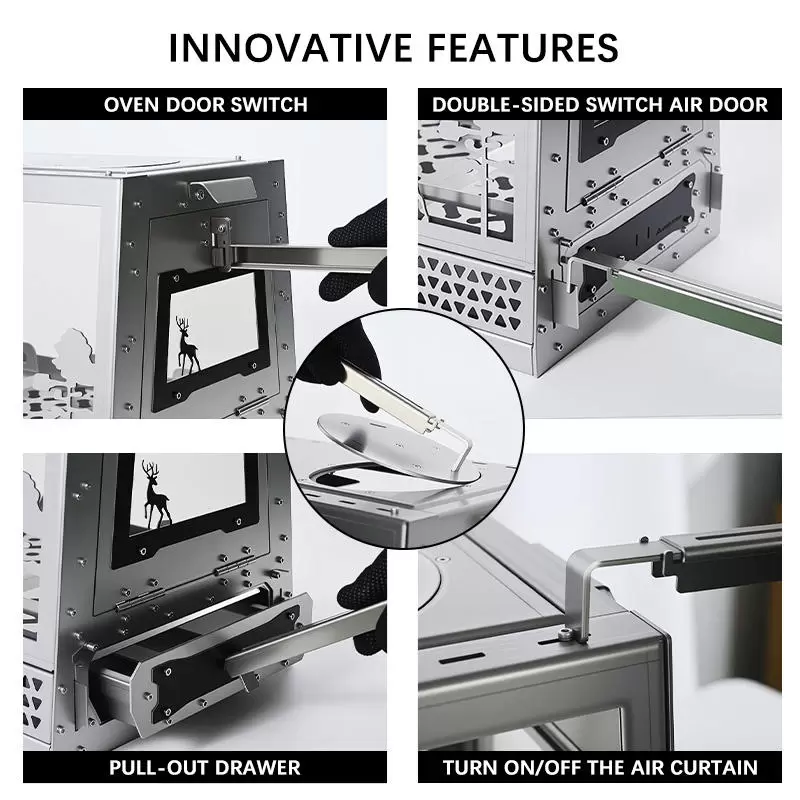 Fogão a lenha para tenda em aço inoxidável