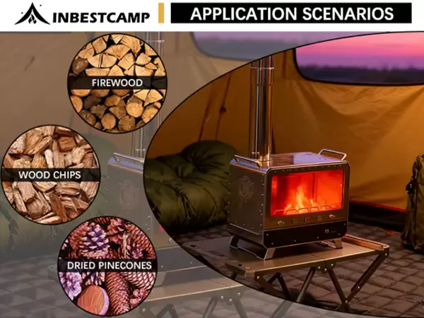Cenários de aplicação de fogão a lenha para acampamento portátil